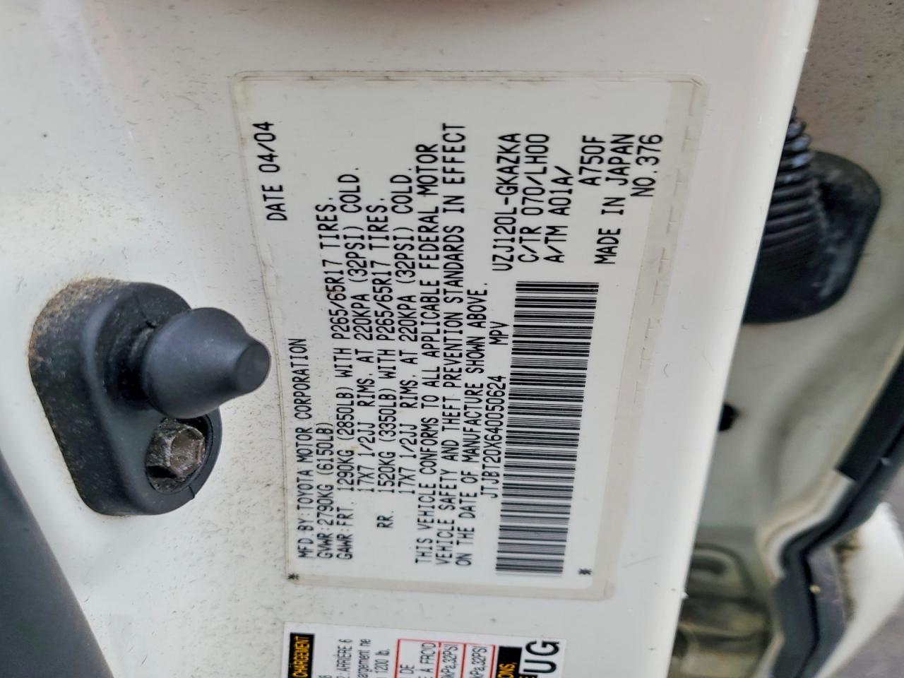 2004 Lexus Gx 470 Base