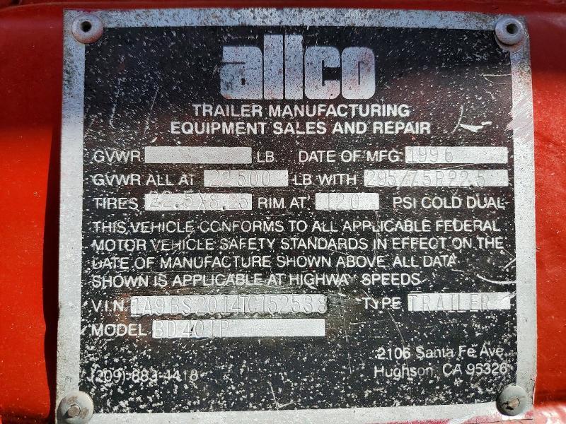 1996 Allco O BD40IP Feed Delivery Trailer
