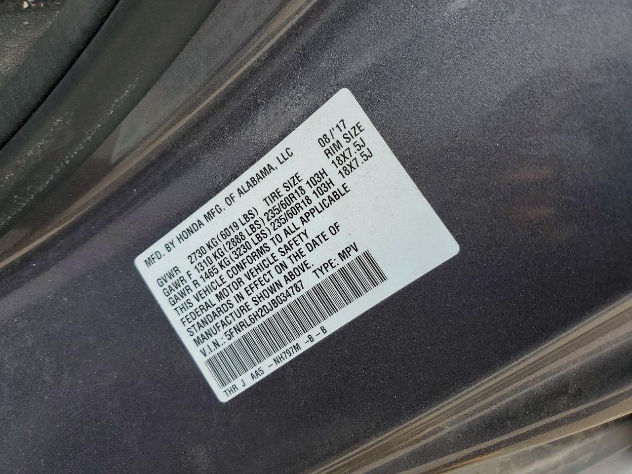 2018 Honda Odyssey lx