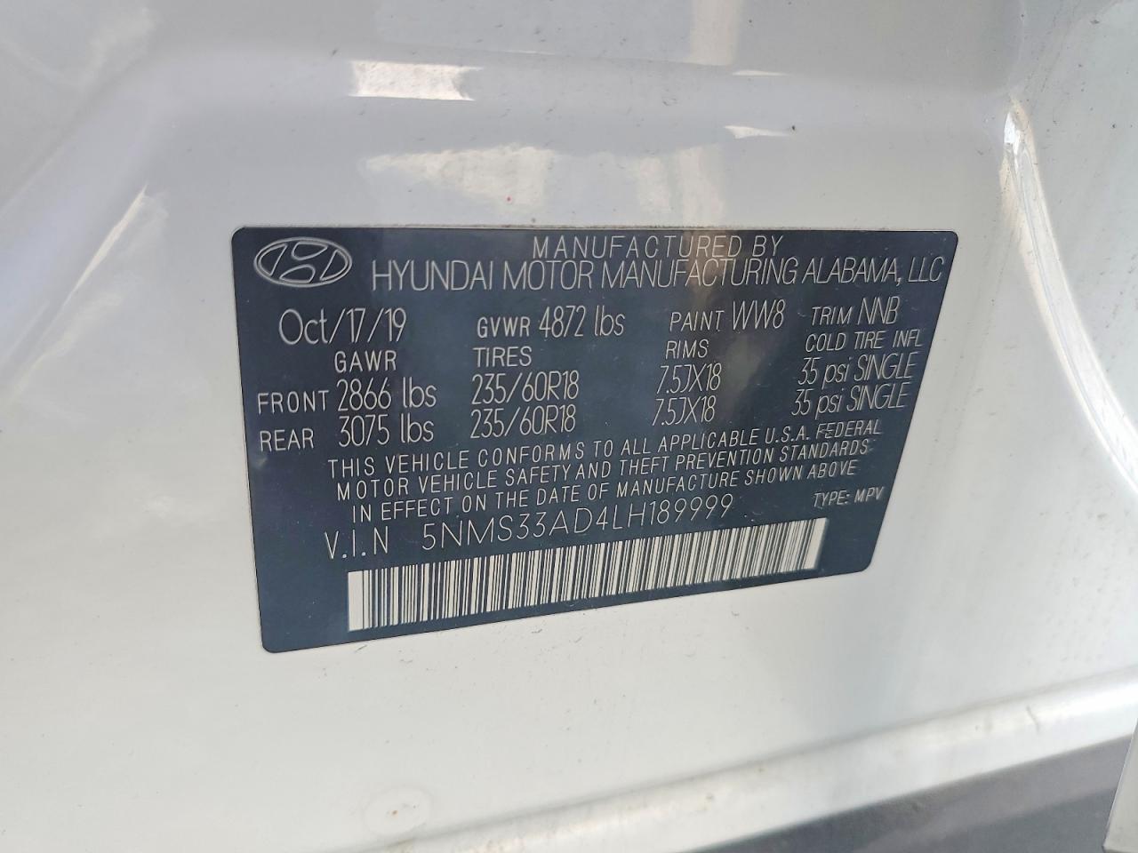 2020 Hyundai Santa fe sel