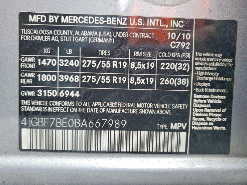 2011 Mercedes-Benz Gl 450 4matic