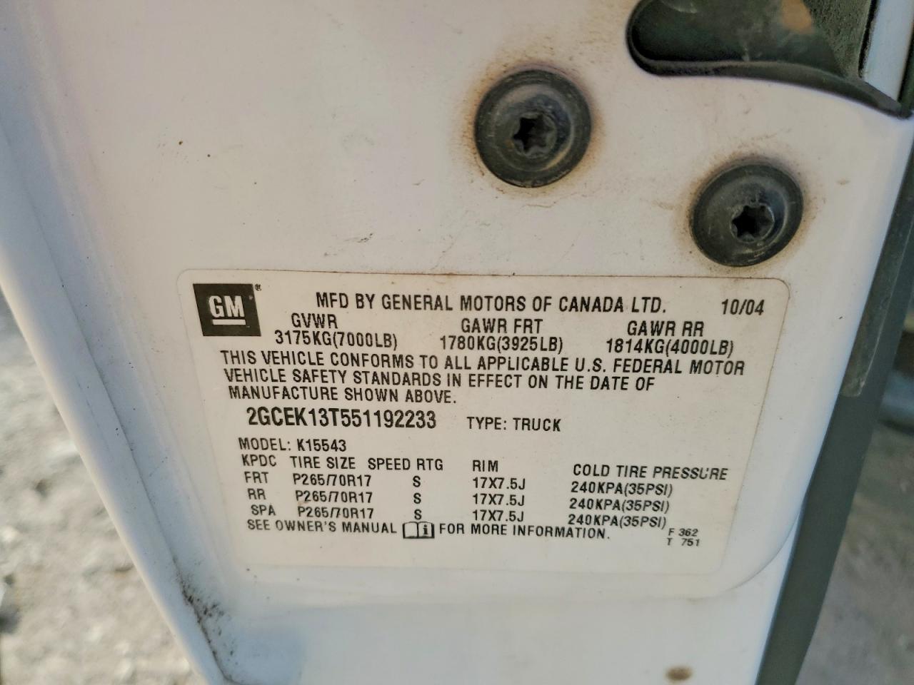 2005 Chevrolet Silverado K1500