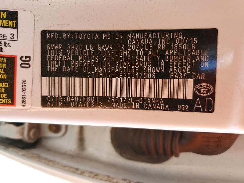 2016 Toyota Corolla le