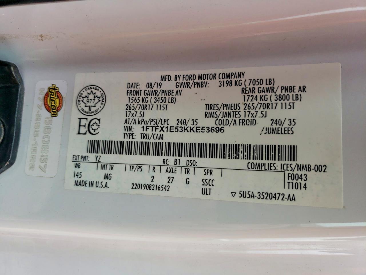 2019 Ford F150 Super Cab