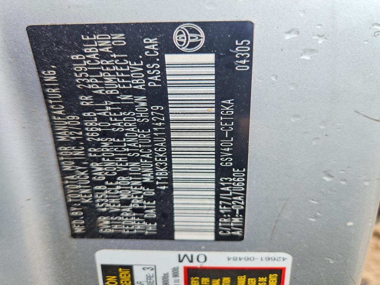 2010 Toyota Camry xle V6