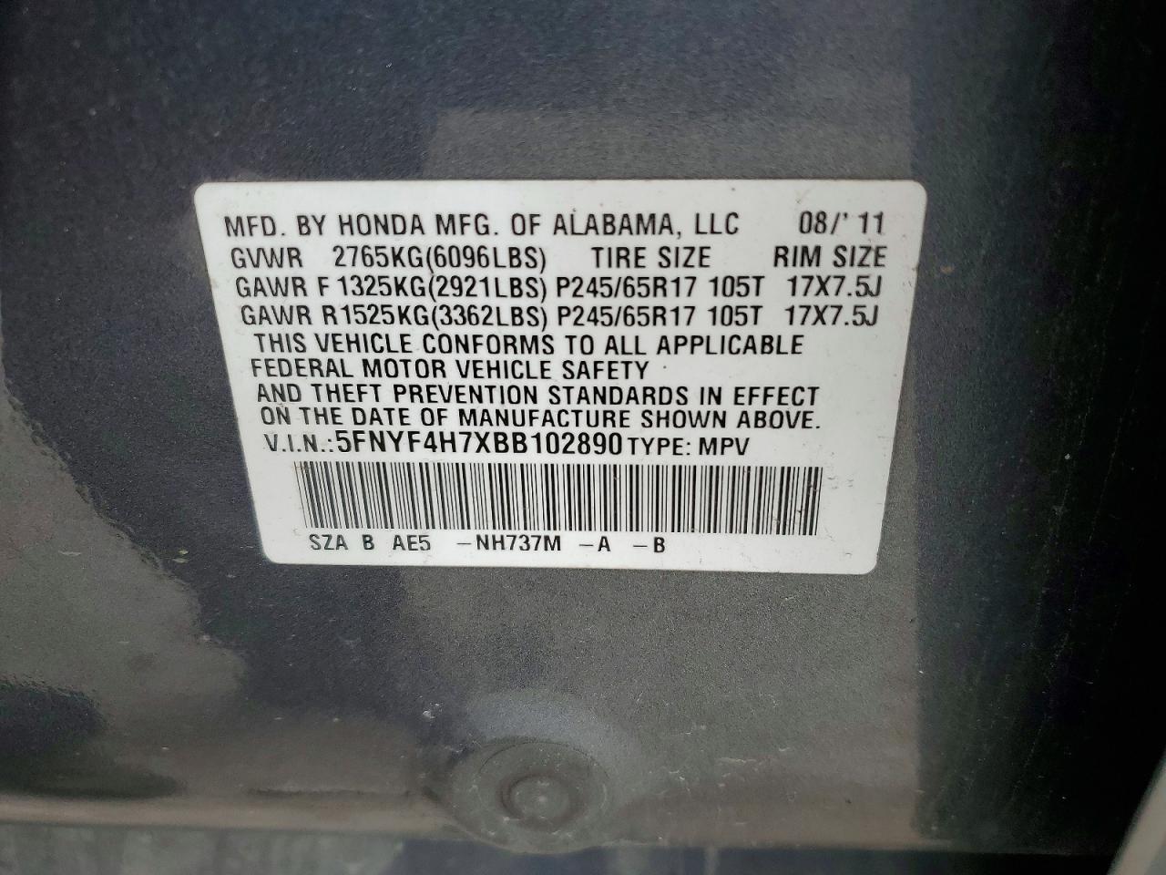 2011 Honda Pilot Exln