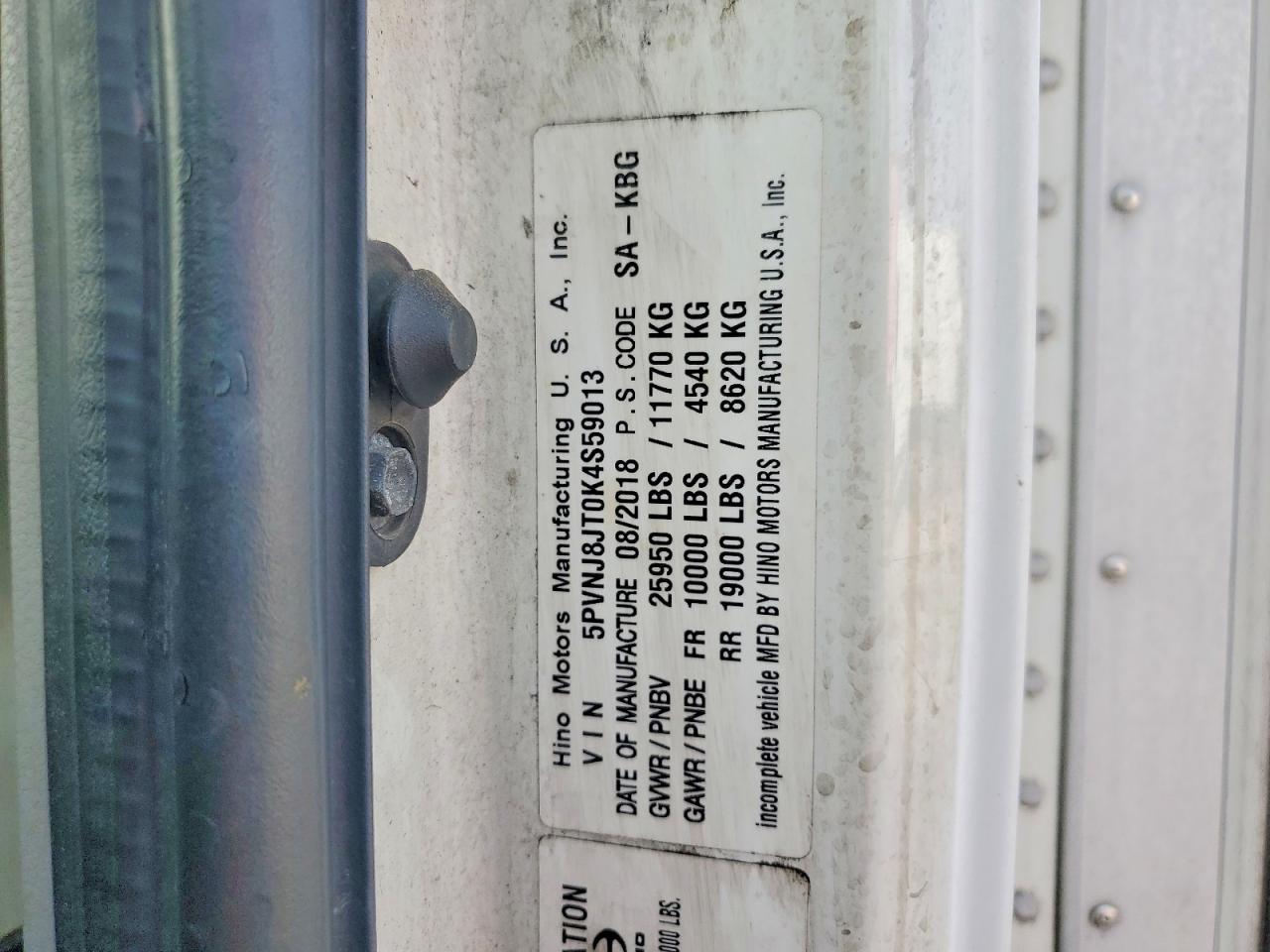 2019 Hino 258/268 BOX Truck