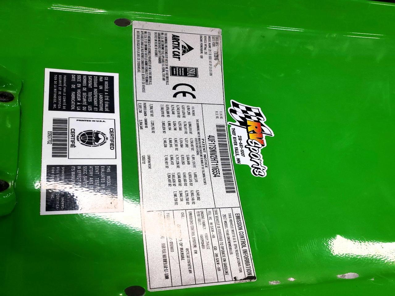 2017 Arctic Cat 2017 Arct M 8000 141 SNO PRO E