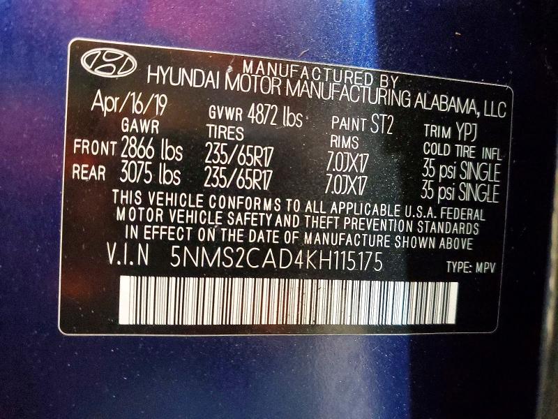 2019 Hyundai Santa fe se 2.4l