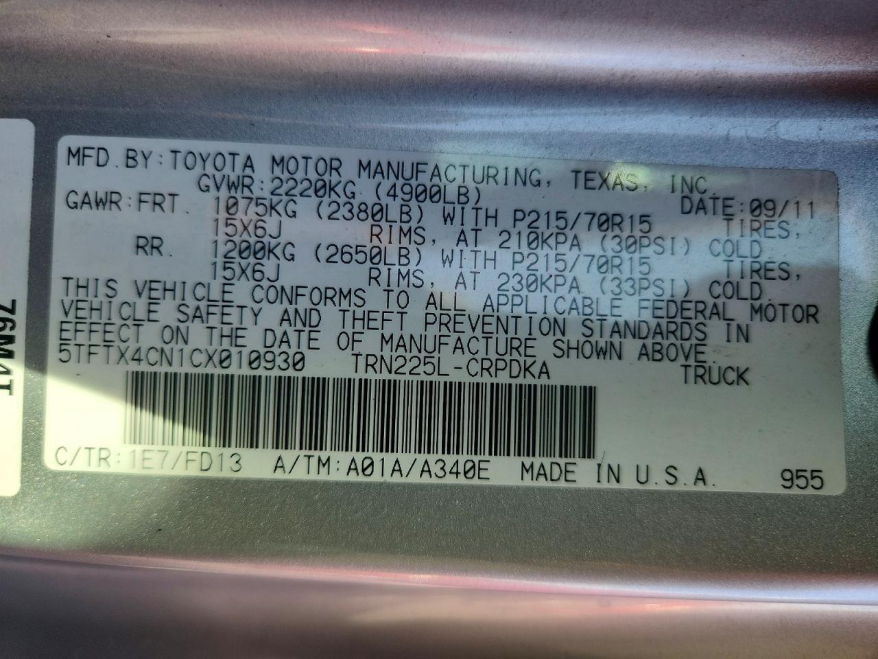 2012 Toyota Tacoma Base