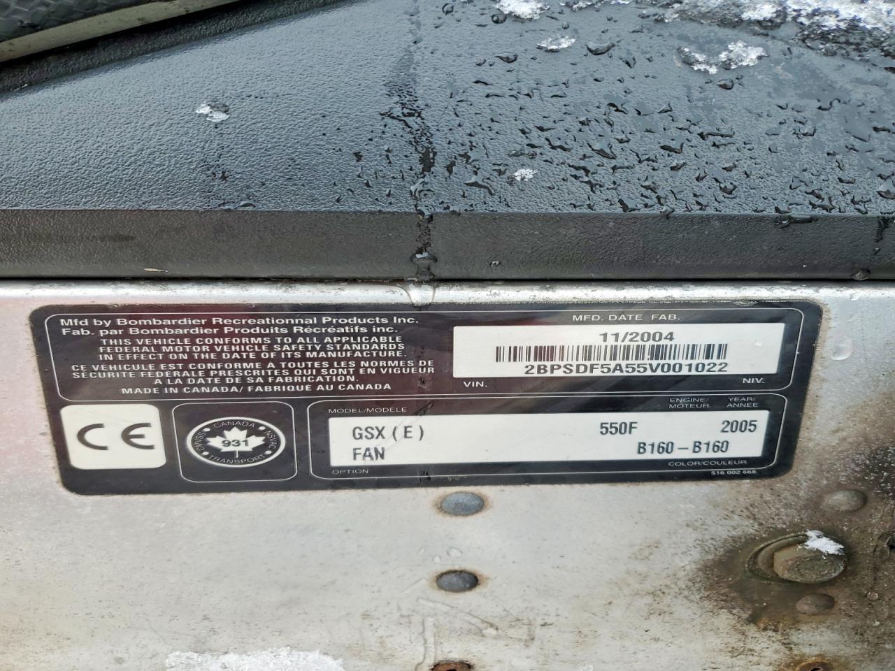 2005 Skidoo GSX FAN 550 RER