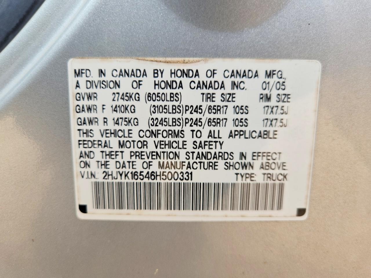 2006 Honda Ridgeline RTL