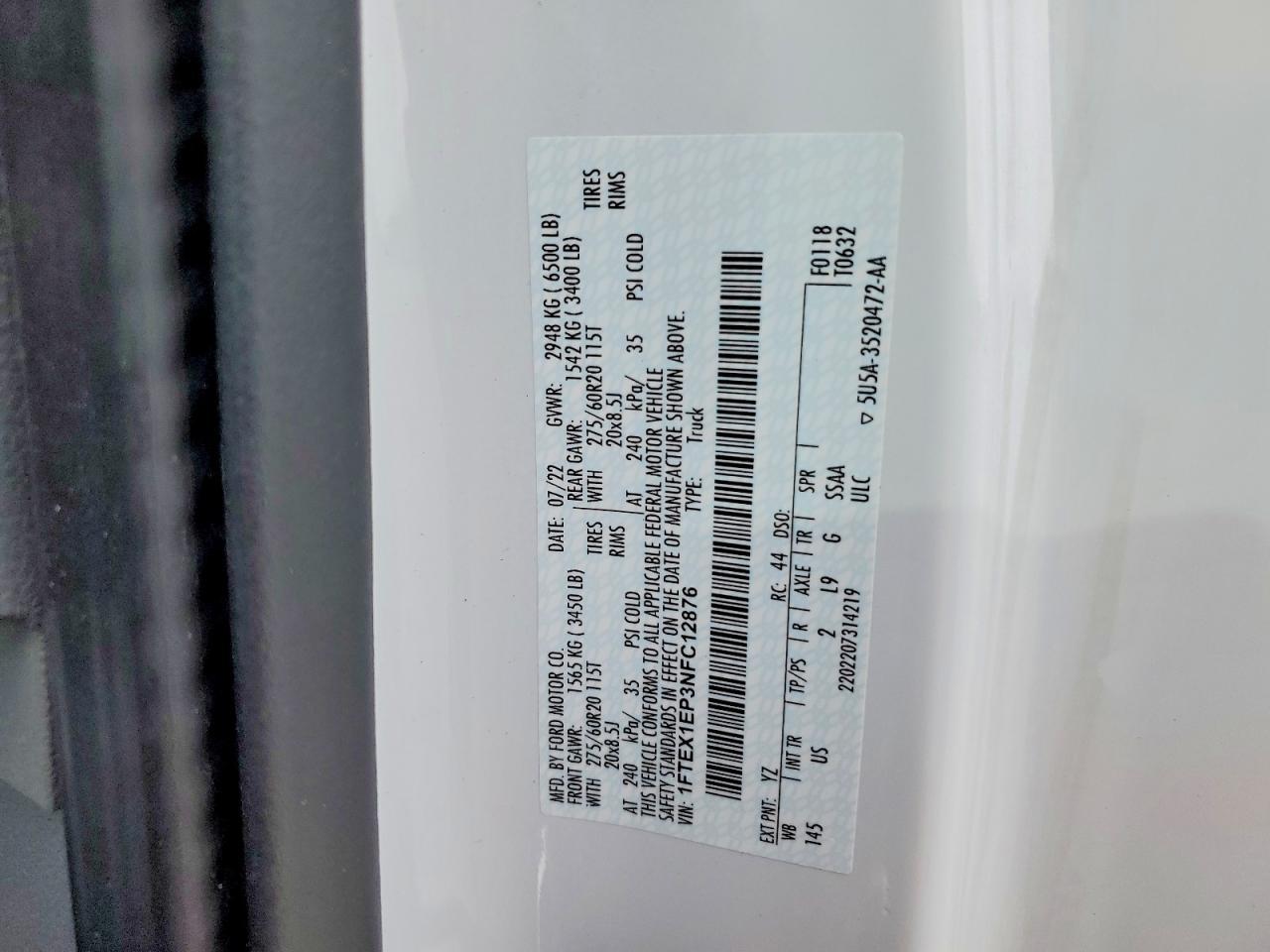 2022 Ford F150 Super Cab