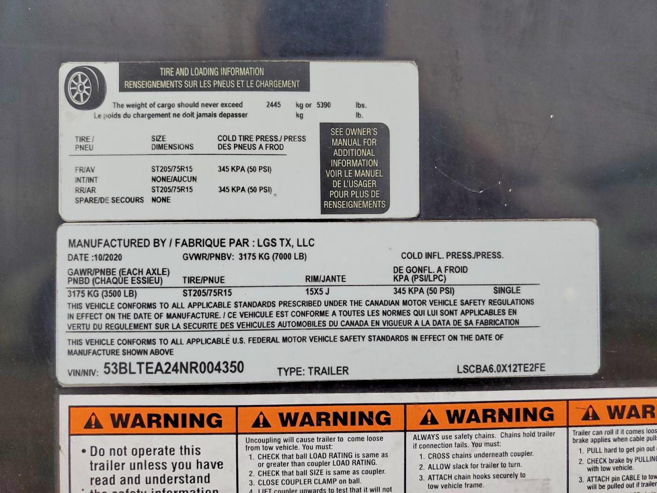 2022 Look 2022 LGS TX LSCBA6.0X12TE2FE  Enclosed Cargo Trail