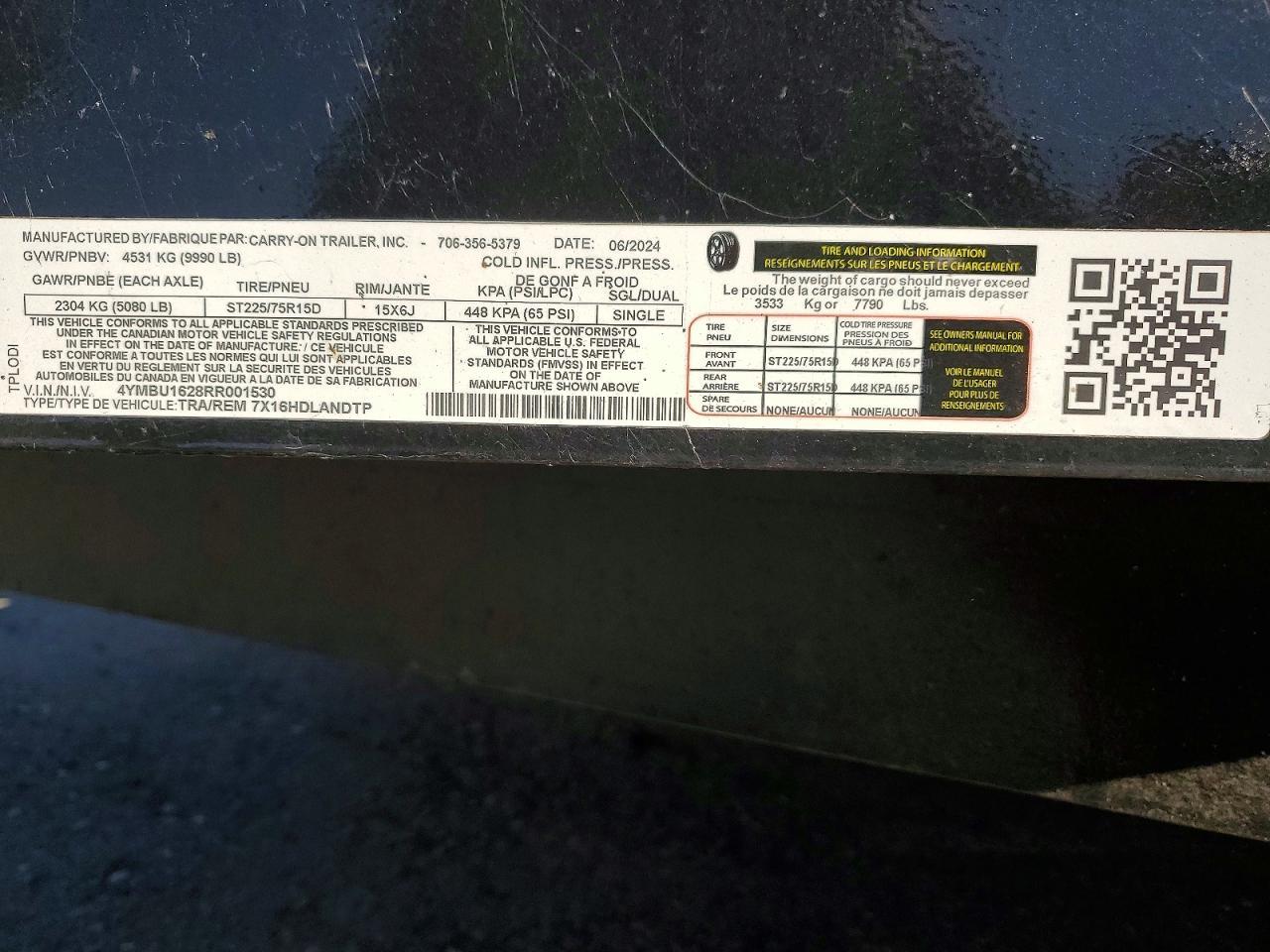 2024 Carry-On 7X16HDLANDTP Utility Trailer