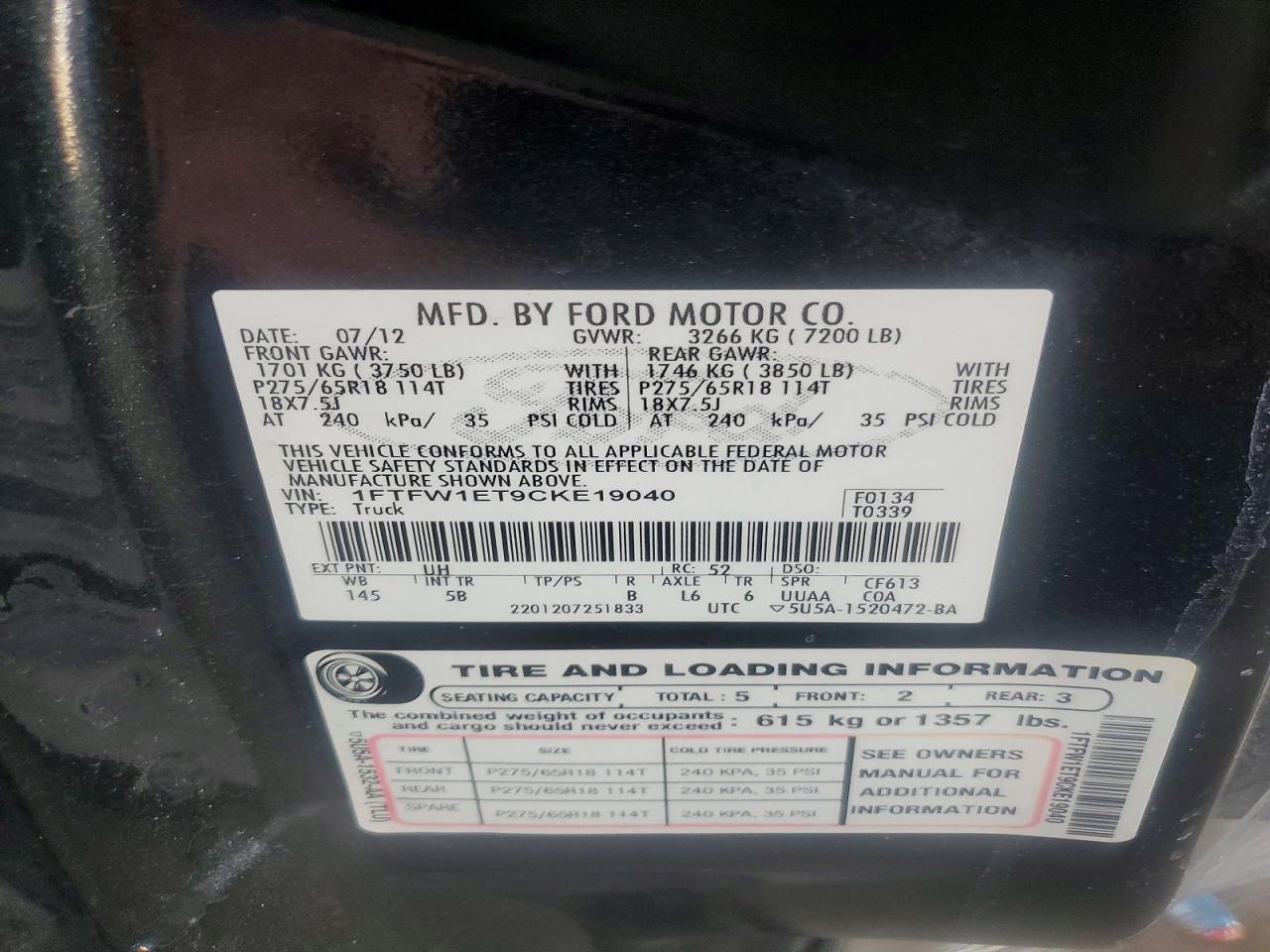 2012 Ford F150 Supercrew