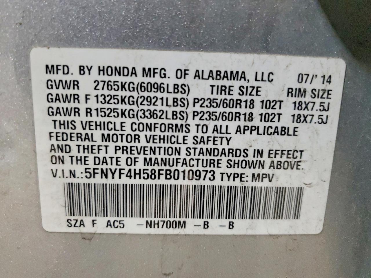 2015 Honda Pilot exl