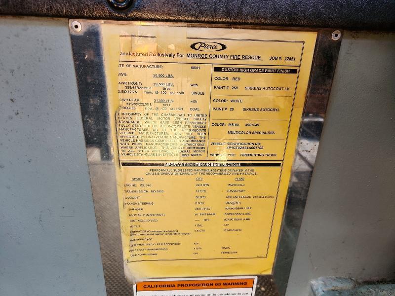 2001 Pierce Mfg. Inc. 2001 Pierce Pierce-Pumper Fire Truck