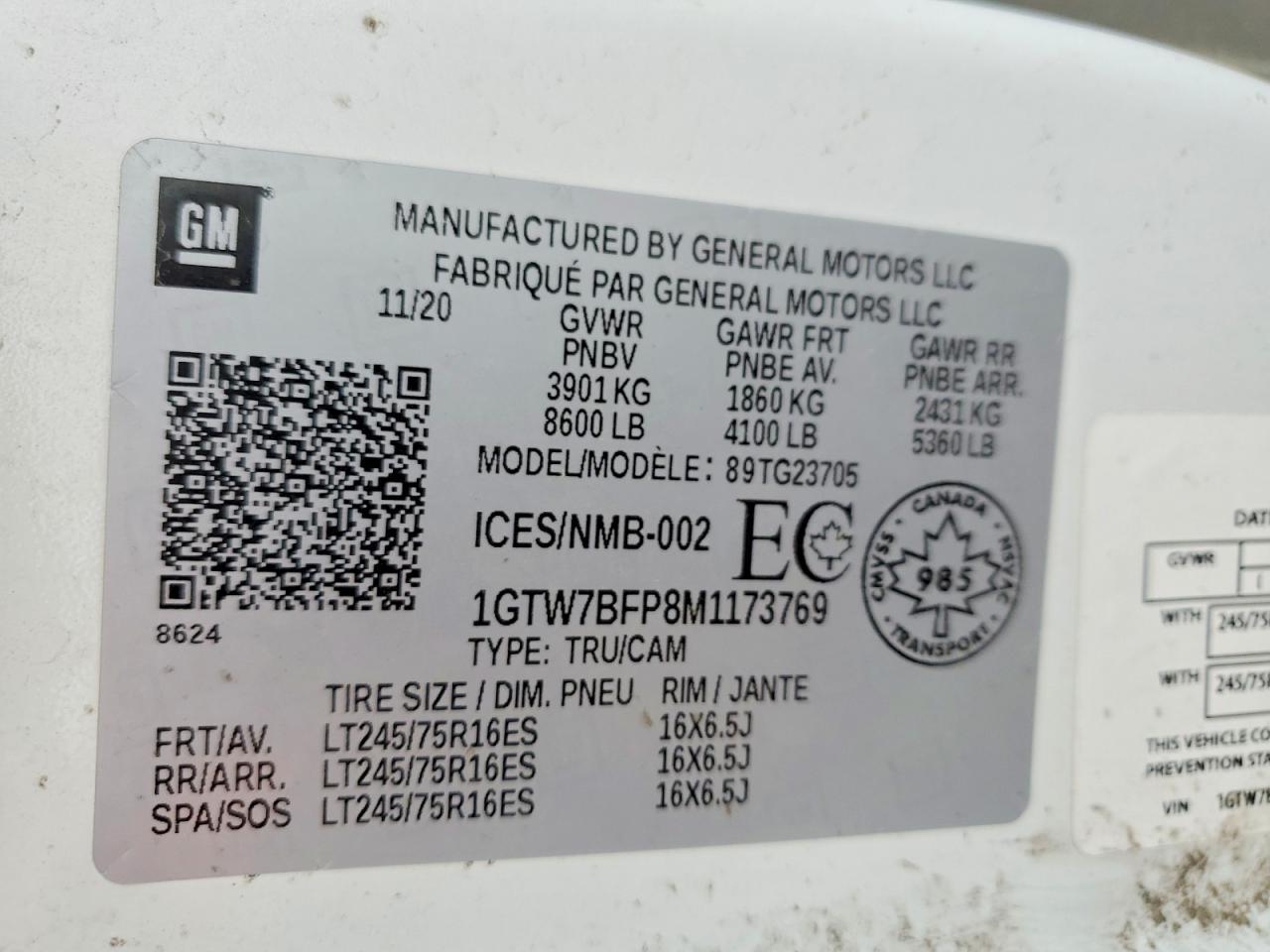 2021 GMC Savana 2500 Cargo Utility / Service Van