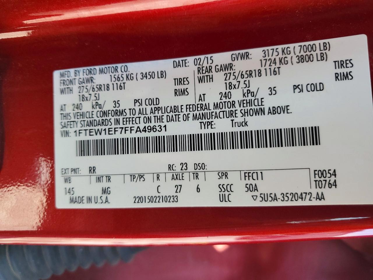 2015 Ford F150 Supercrew