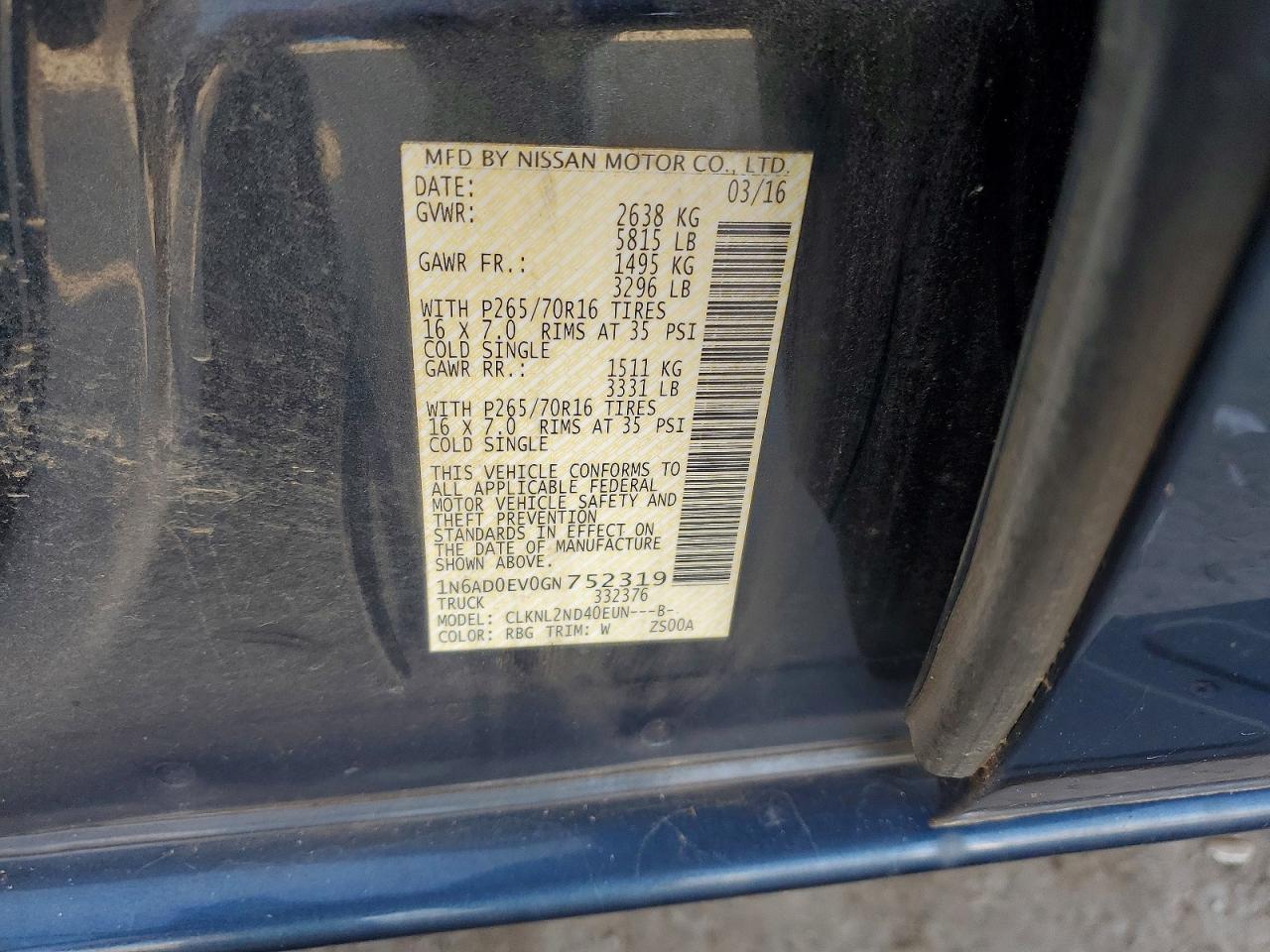 2016 Nissan Frontier SV