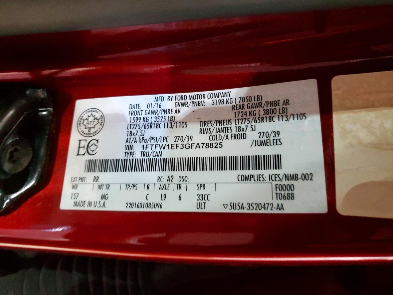 2016 Ford F150 Supercrew