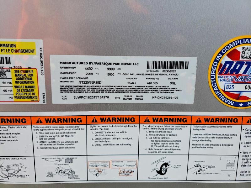 2026 Nova 2026 Pace KP-DXC10216-100 Enclosed Cargo Trailer