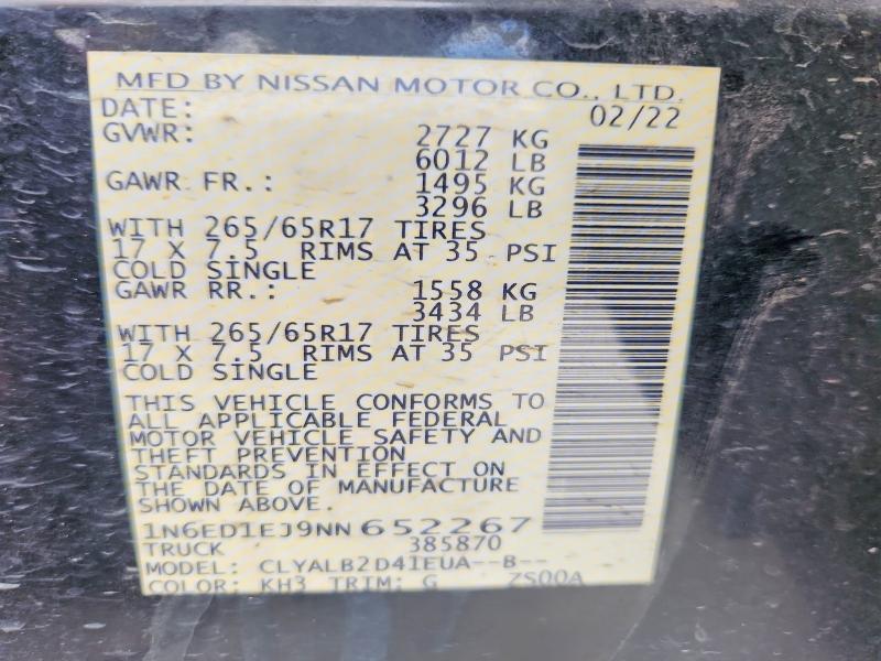 2022 Nissan Frontier sv