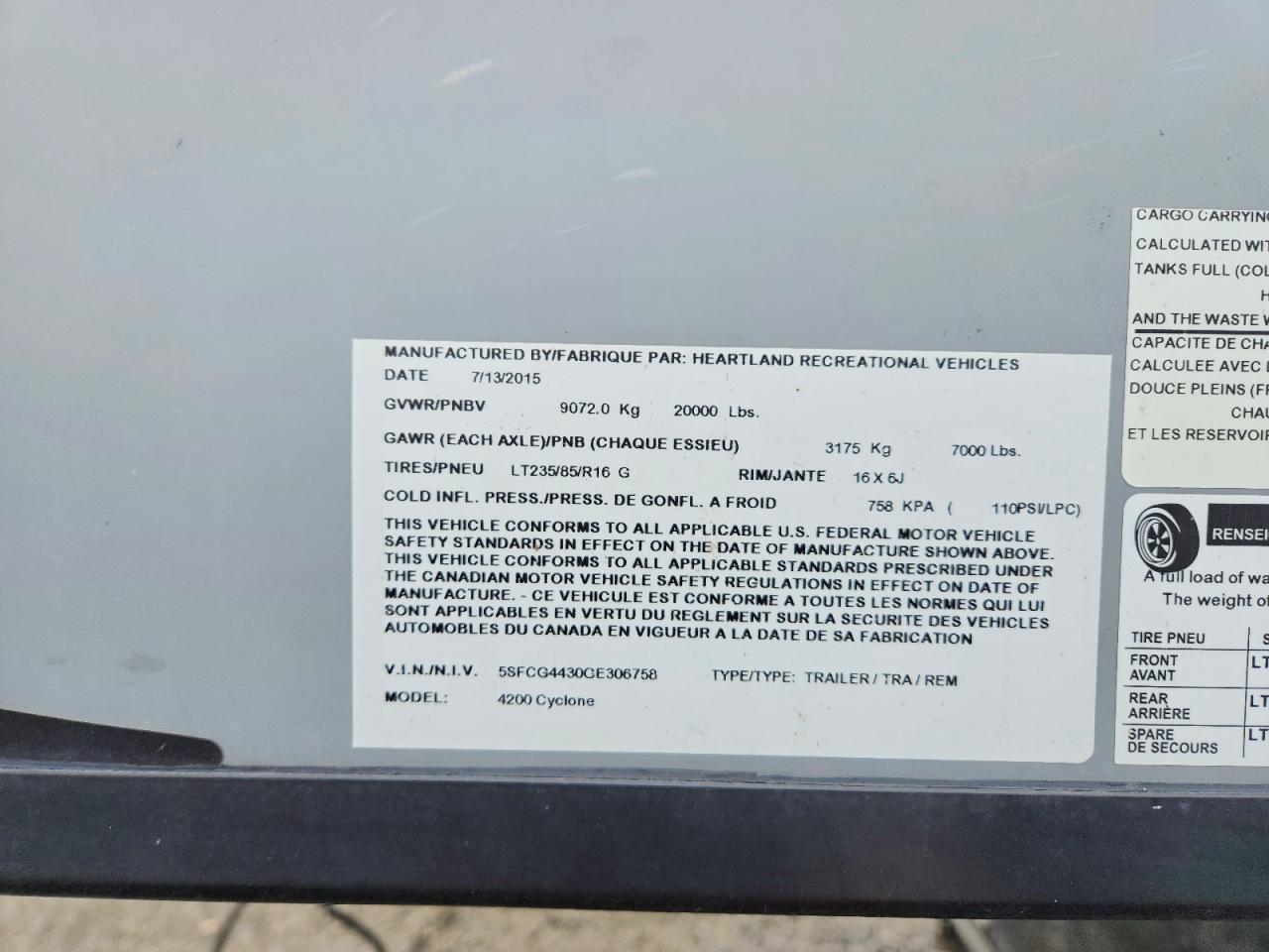 2016 Heartland Rv CYCLONE, EDGE, FUEL,RAZOR, Road WARRIOR, Torque