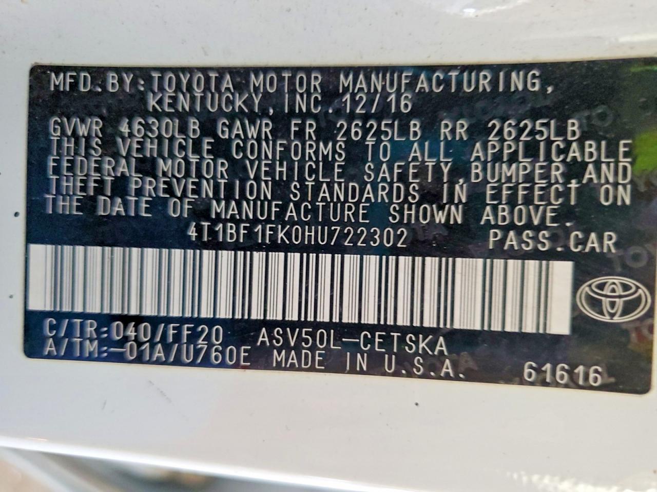 2017 Toyota Camry le