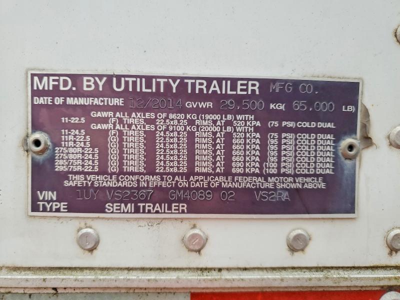 2016 Utility VS2RA Refrigerated Van Trailer