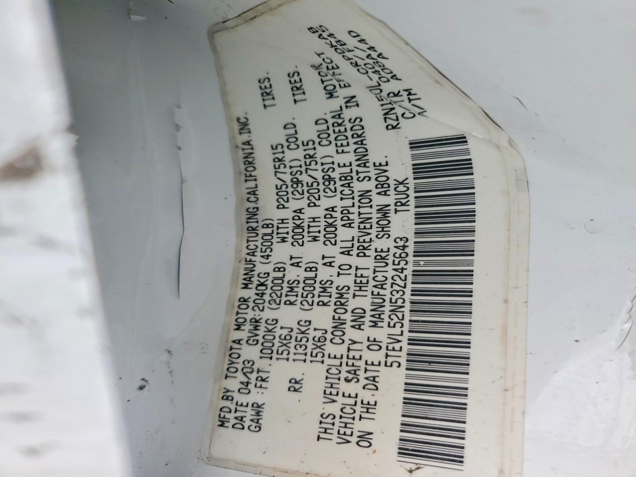 2003 Toyota Tacoma Base