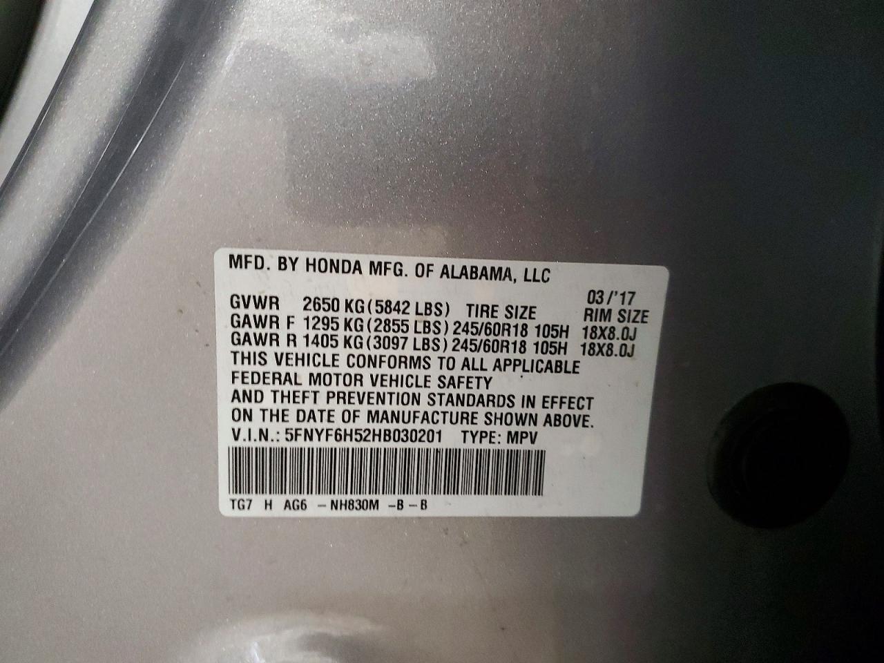 2017 Honda Pilot exl