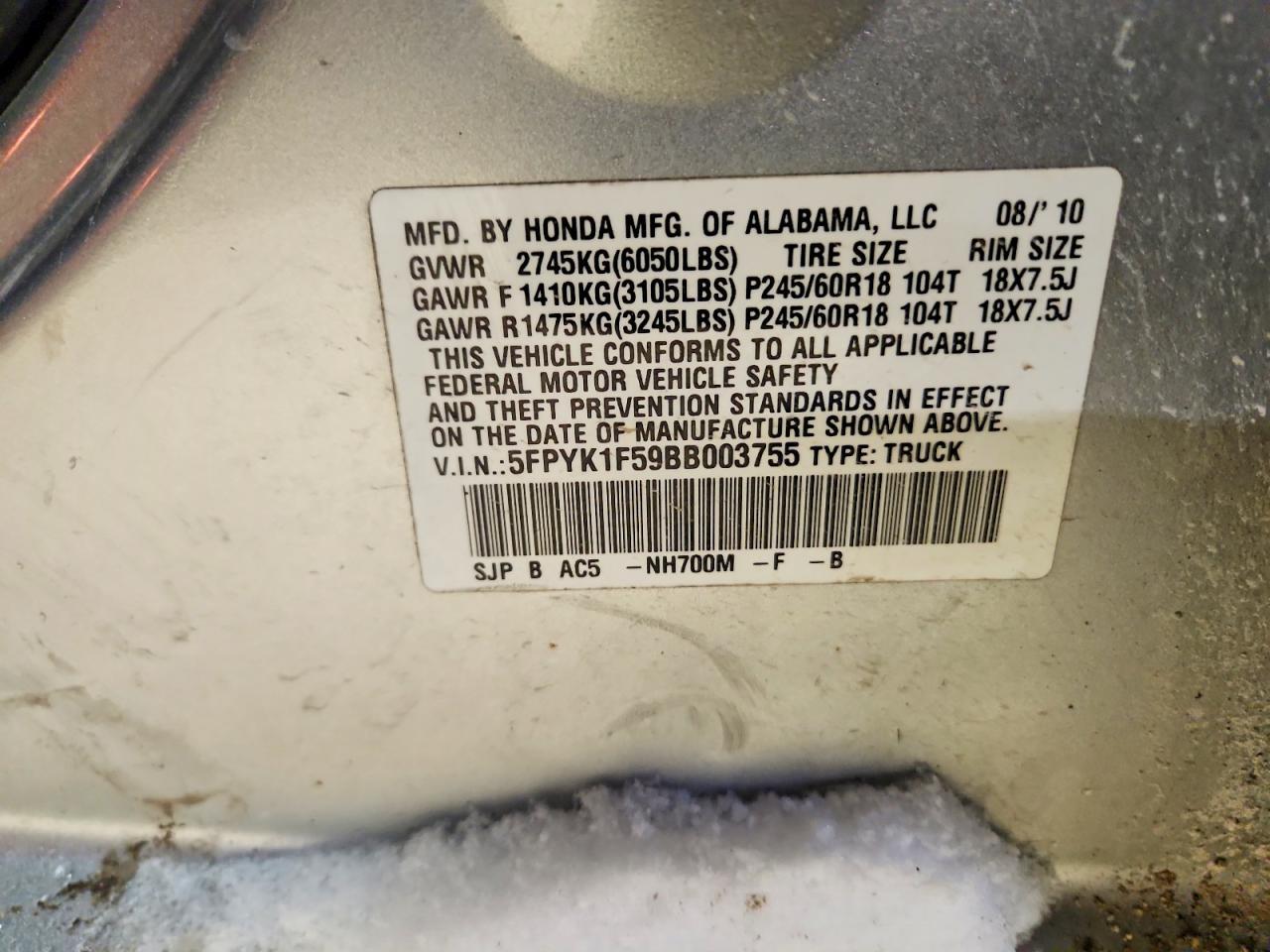 2011 Honda Ridgeline RTL