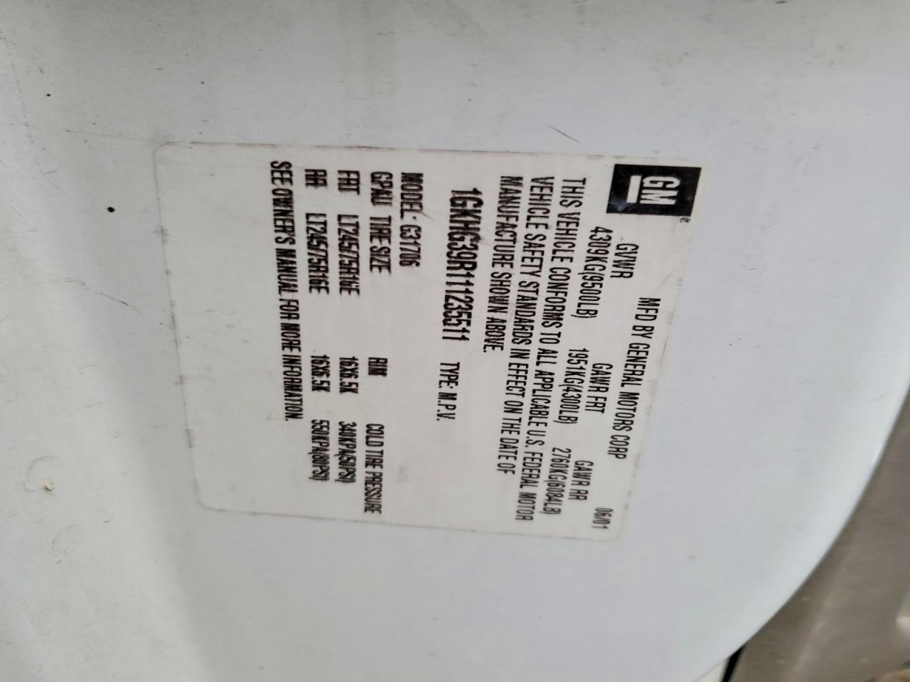 2001 GMC Savana G3500