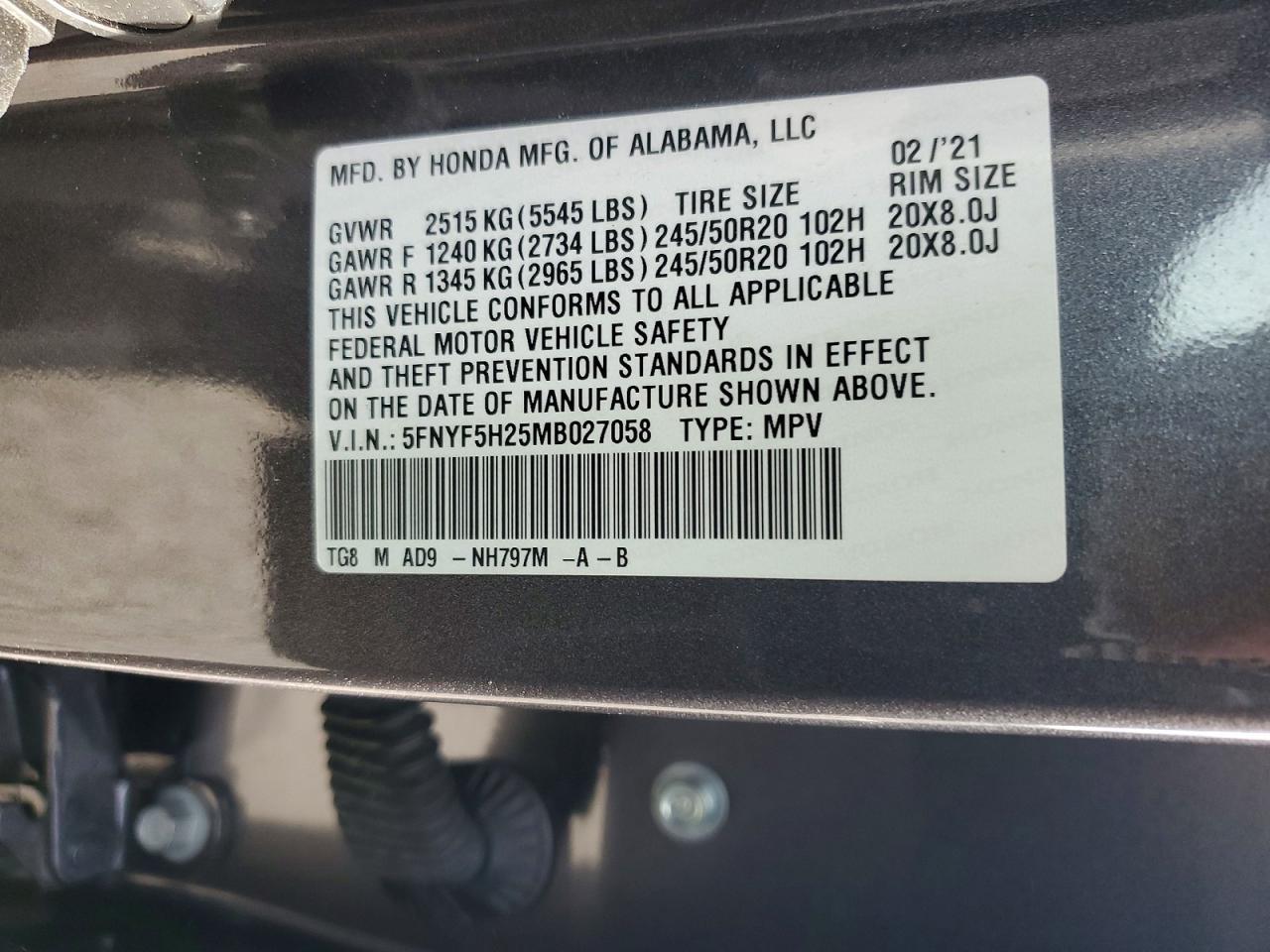 2021 Honda Pilot se