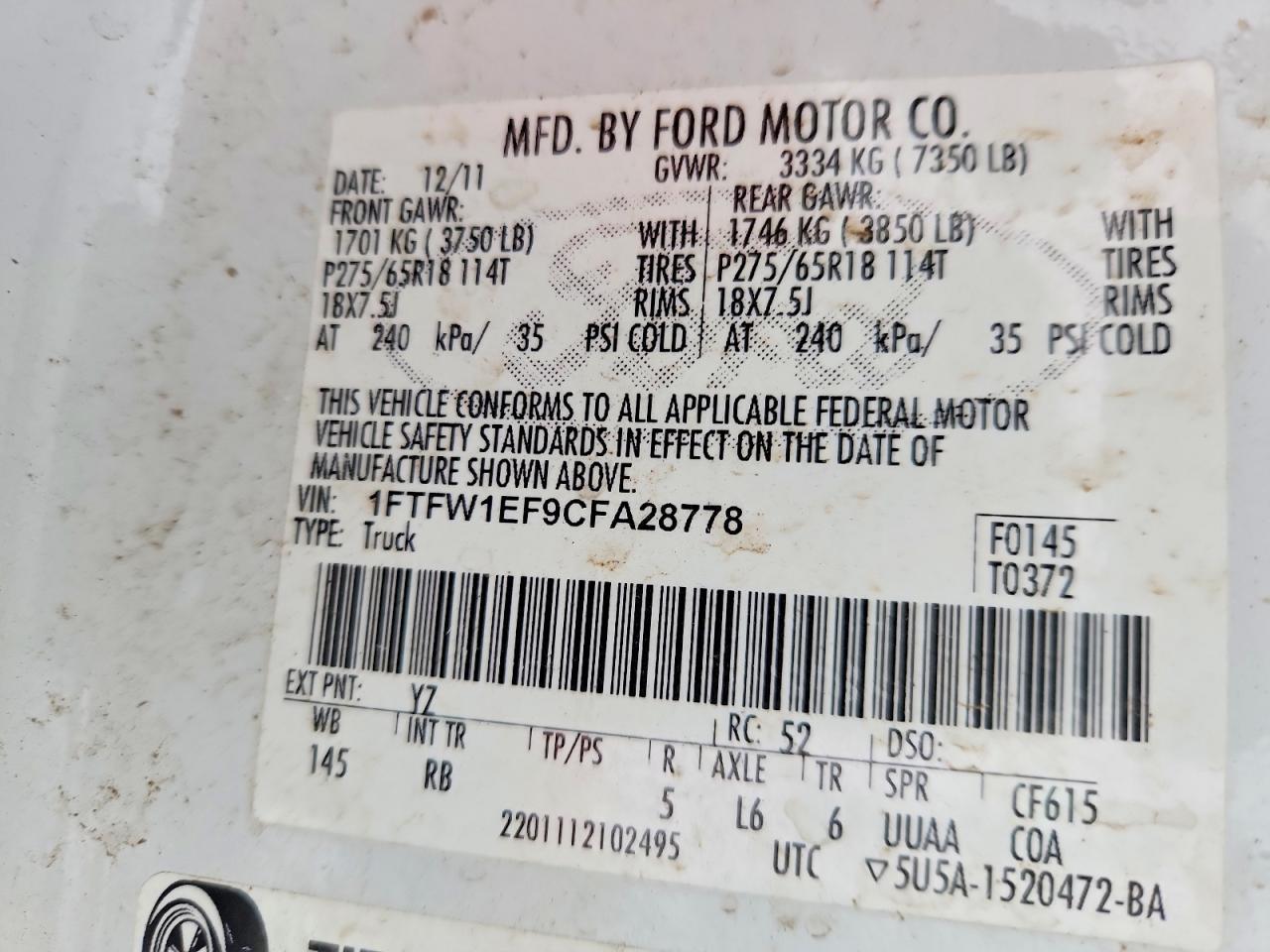 2012 Ford F150 Supercrew