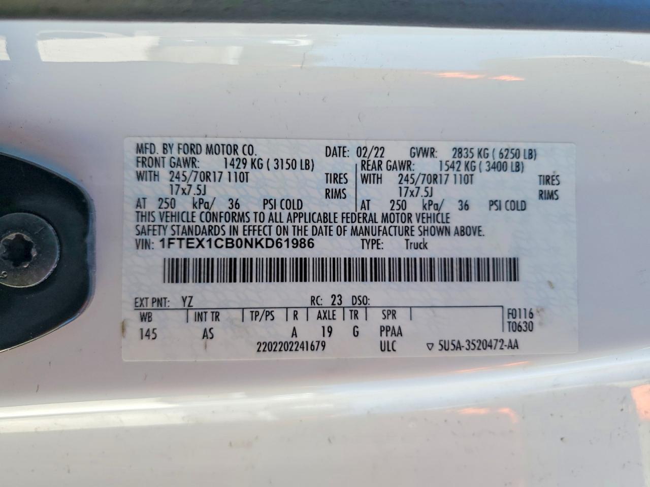 2022 Ford F150 Super Cab