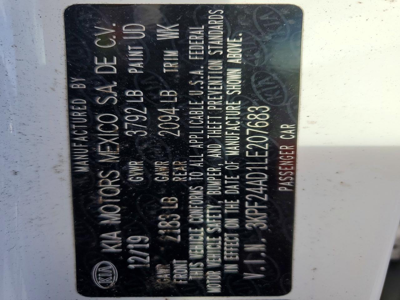 2020 KIA Forte fe