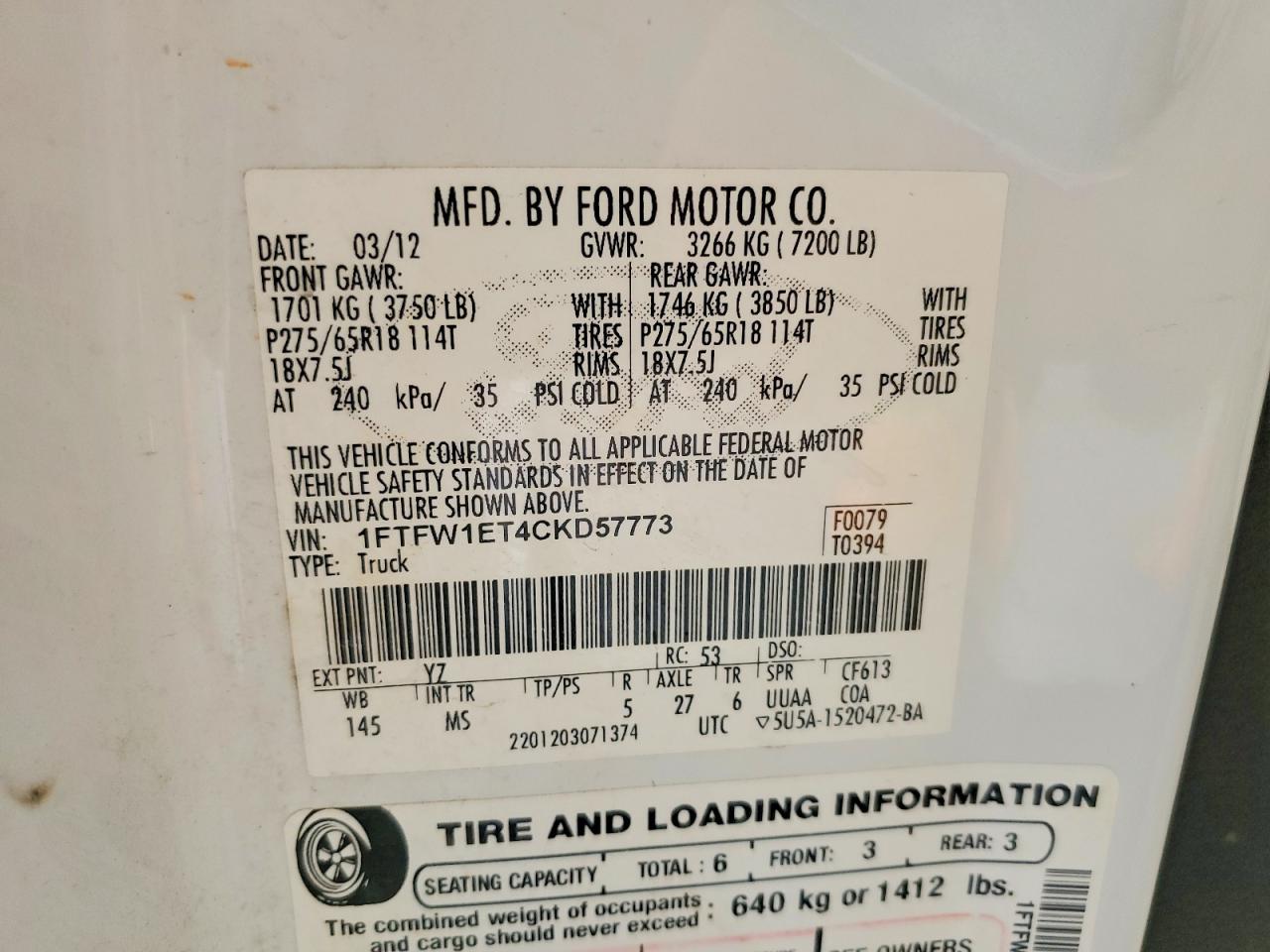 2012 Ford F150 Supercrew