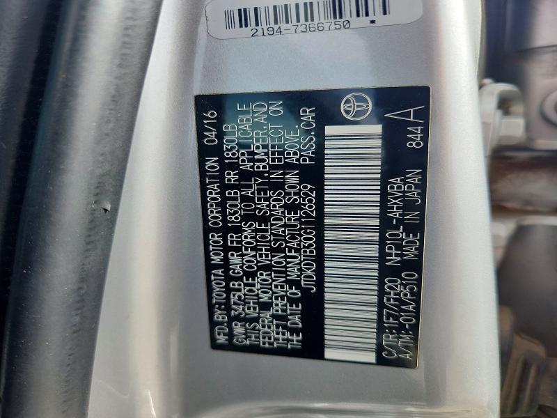 2016 Toyota Prius c one