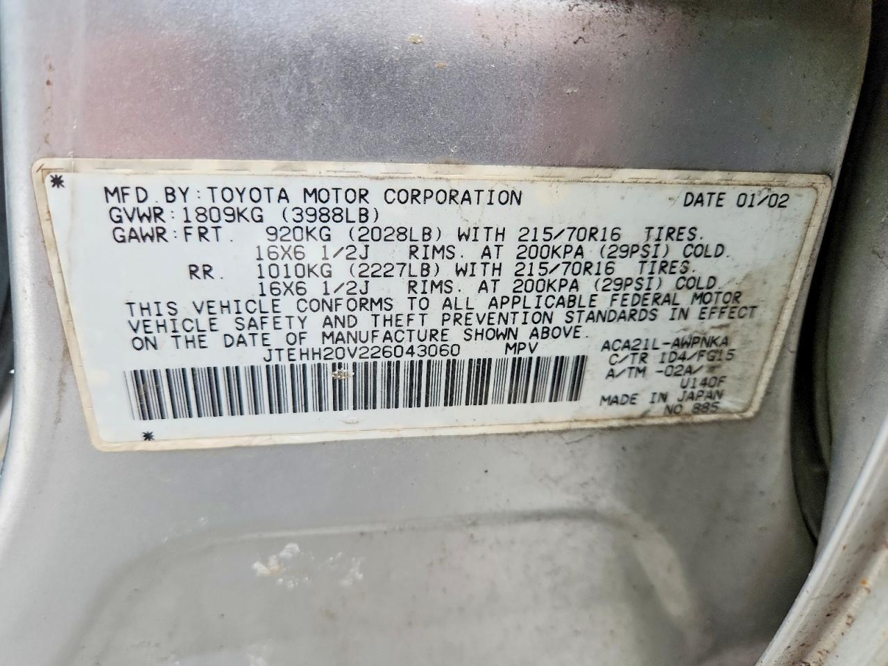 2002 Toyota Rav4 Base