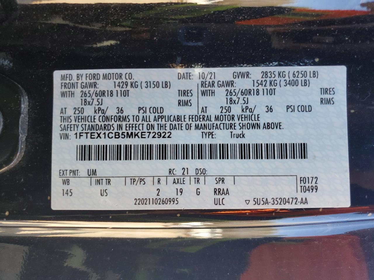 2021 Ford F150 Super Cab