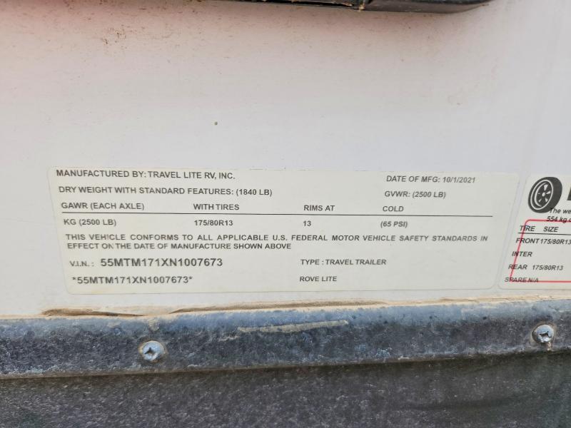 2022 Travel Trailer 2022 Rove Lite Camper