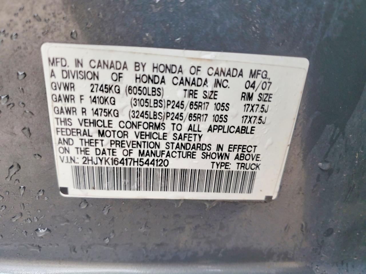 2007 Honda Ridgeline RTS