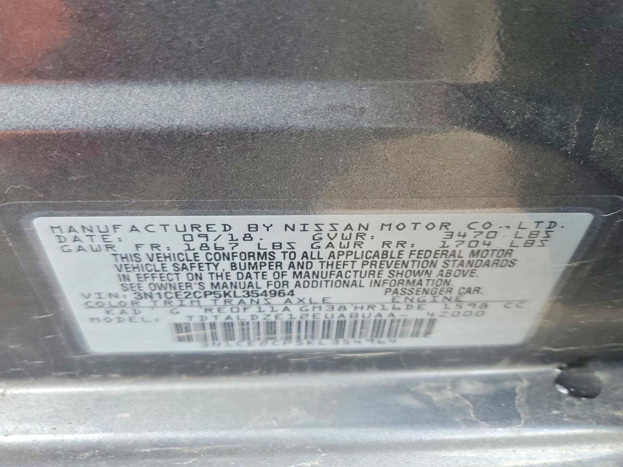 2019 Nissan Versa Note sv