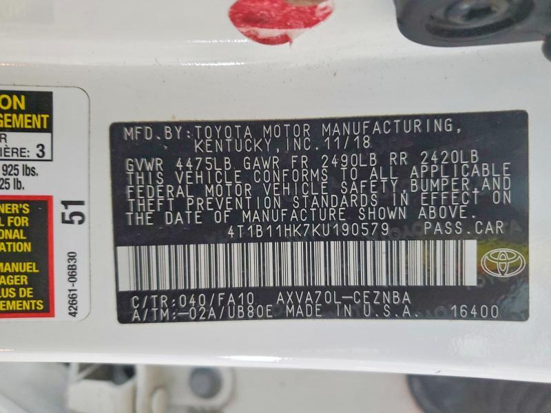2019 Toyota Camry le