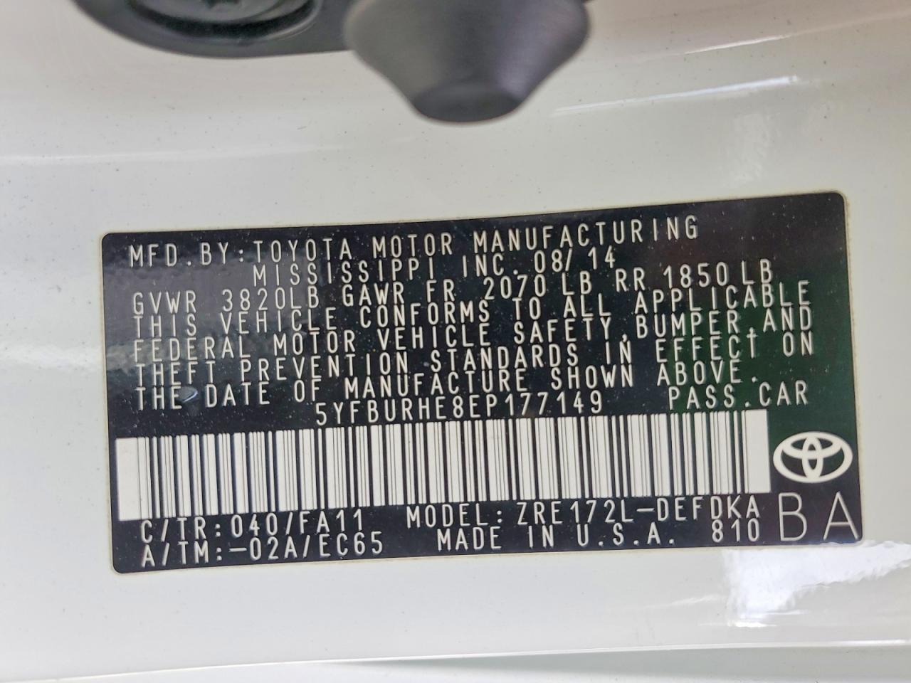 2014 Toyota Corolla l