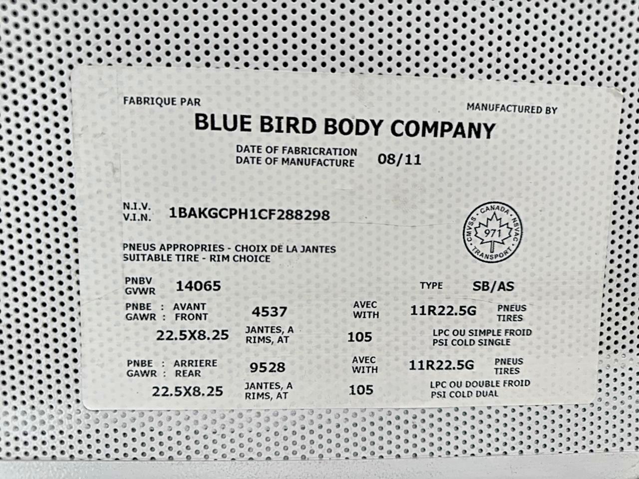 2012 Bluebird Vision-School Bus