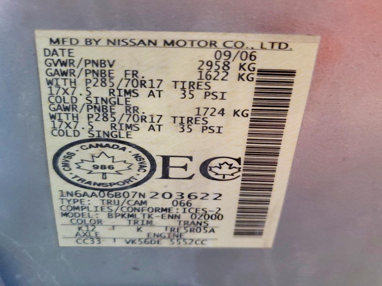 2007 Nissan Titan XE